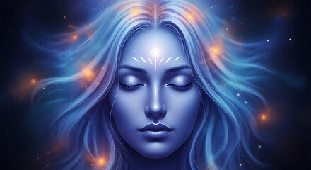 Celestial Serenity: A Portrait of Inner Peace and Cosmic Connection with the Universe