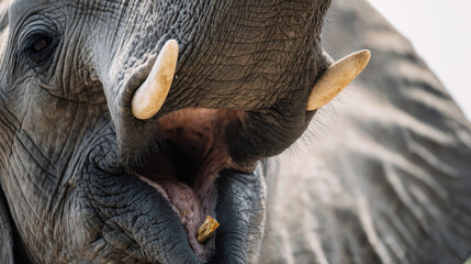 Elephant Eating Close Up Mouth Natural Light Wildlife Photography