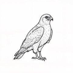 Fototapeta premium Elegant hawk illustration in detailed black-and-white style, wildlife art