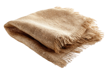 Folded burlap cloth with frayed edges