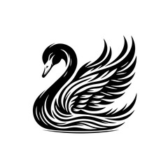 Fototapeta premium Elegant Black Swan with Stylized Wings.