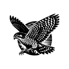 Majestic Falcon Soaring Through Circular Landscape.