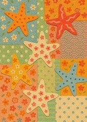 Colorful starfish patchwork design