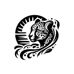 Stylized Black and White Cheetah Head Logo.
