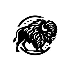 Fototapeta premium Stylized Black Bison Silhouette Emblem.