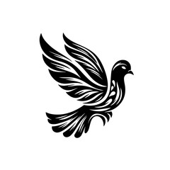 Obraz premium Stylized Black Dove in Flight Silhouette.