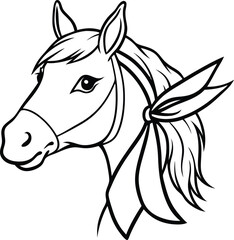 A bold black vector silhouette of a horse head, perfect for a tattoo or a fierce wild animal logo design