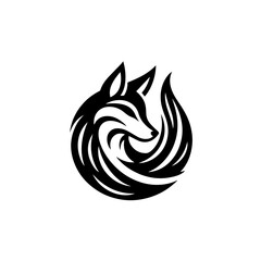 Obraz premium Stylized Black Fox Logo Design.