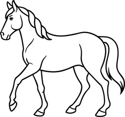 Cartoon silhouette illustration of a cute horse, farm animal vector