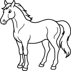 Vector illustration of a running black horse silhouette with a flowing mane and tail