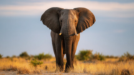 Fototapeta premium Elephant Standing Majestically in African Savanna