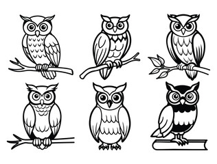 Funny Cartoon Owl Silhouette Vector – Perfect for Kids Books, Prints, and Decor

