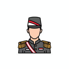 Man in Military Uniform with Sash and Cap