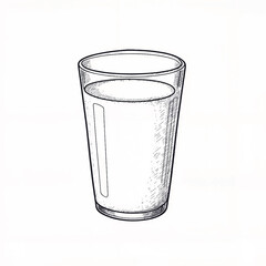 Hand-drawn juice glass illustration on white background, artistic beverage concept