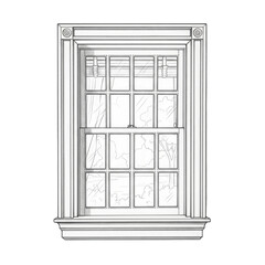 Obraz premium Elegant architectural window design with classic wood trim and scenery view