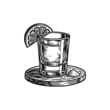 tequila shot with lime slice and salt clip art preview