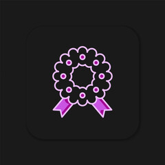 Fototapeta premium Filled outline Christmas wreath icon isolated on black background. Merry Christmas and Happy New Year. Flat filled outline style with shadow. Vector