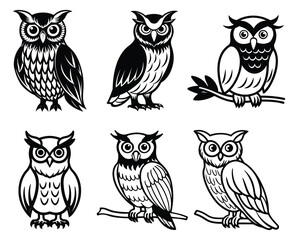 Funny Cartoon Owl Silhouette Vector – Perfect for Kids Books, Prints, and Decor


