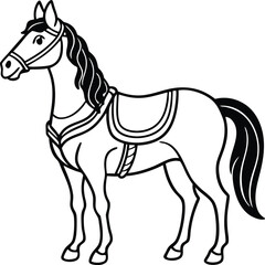 Vector illustration of a galloping horse with a flowing mane and tail
