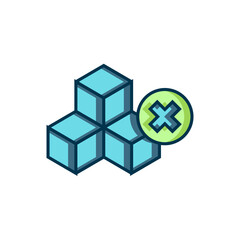 Filled outline No sugar free icon isolated on white background. Sugar cubes. Sweet, nutritious, tasty. Refined sugar. Flat filled outline style with shadow. Vector