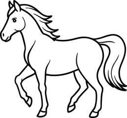 Black silhouette vector illustration of a running wild stallion