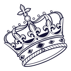 King’s Crown Thin Line Icon Elegant Royal Symbol Vector