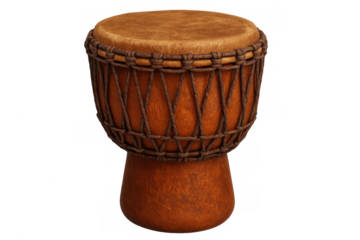 Traditional djembe drum isolated on transparent background, ready to bring the rhythms of africa to any project