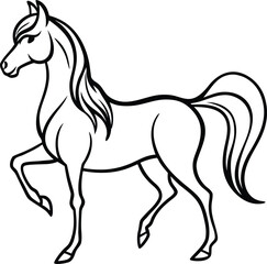 Black mustang stallion vector silhouette illustration for equestrian design