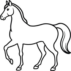 Vector silhouette illustration of a black horse, a wild and majestic animal