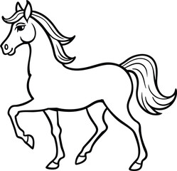 Black vector silhouette illustration of a running wild stallion