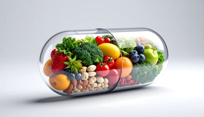Healthy Capsule Filled with Fruits and Vegetables