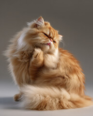 Persian Cat Grooming Macro