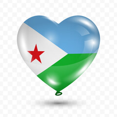 Vector illustration of a DJibouti country love balloon on transparent background. Flying love balloons for Independence Day celebration