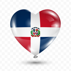 Vector illustration of a Dominican Republic country love balloon on transparent background. Flying love balloons for Independence Day celebration