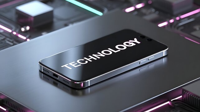 Futuristic technology device on a circuit board