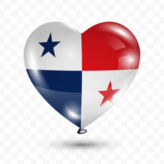Vector illustration of a Panama country love balloon on transparent background. Flying love balloons for Independence Day celebration