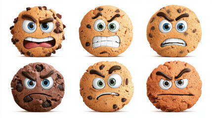 Obraz premium Angry Cartoon Cookies: Edible Character with a Grumpy Mood