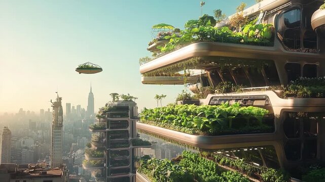 Futuristic Green City: Vertical Farming & Eco-Architecture in the Sky
