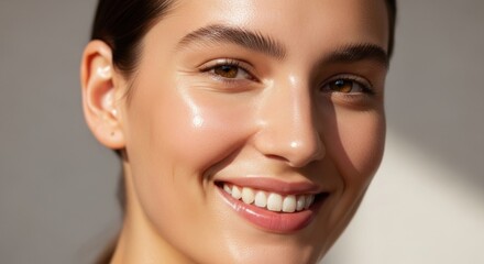 Radiant Young Woman with Glowing Healthy Skin and a Bright Smile for Skincare and Beauty Concepts