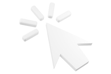 3d cursor mouse icon. click pointer concept. Minimal cartoon computer mouse pointer with click effect for web ui ux digital technology isolated on white transparent background. 3d render