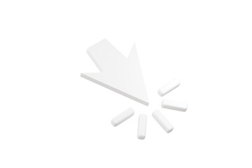 3d cursor mouse icon. click pointer concept. Minimal cartoon computer mouse pointer with click effect for web ui ux digital technology isolated on white transparent background. 3d render