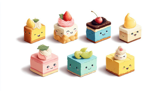 Kawaii Cube Cakes: Adorable Mini Cake Desserts with Cute Faces
