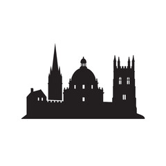 Obraz premium Oxford University Buildings Silhouette Vector