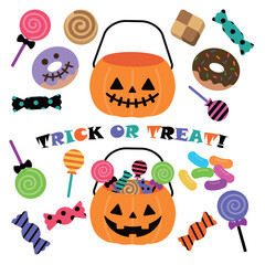ハロウィンのお菓子　トリックオアトリート　イラスト