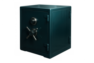 Metallic safe with combination lock, representing financial security and confidential data protection against potential threats