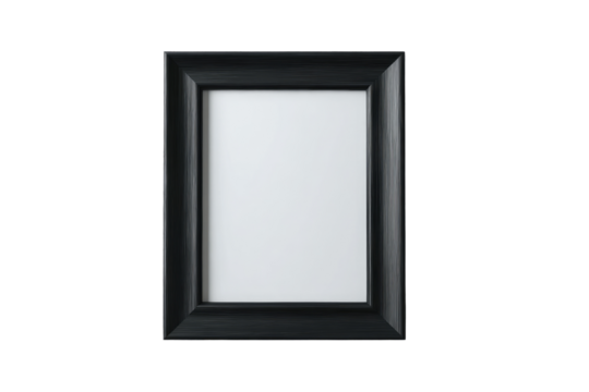 Black picture frame, rectangular, empty, isolated on black