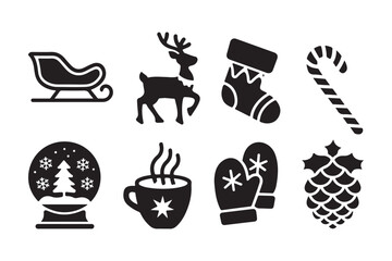 Collection of festive christmas icons and symbols
