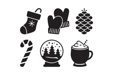 Christmas icons collection festive holiday symbols