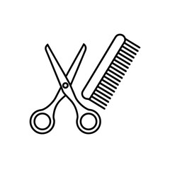 comb and scissors icon vector