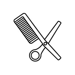 comb and scissors icon vector